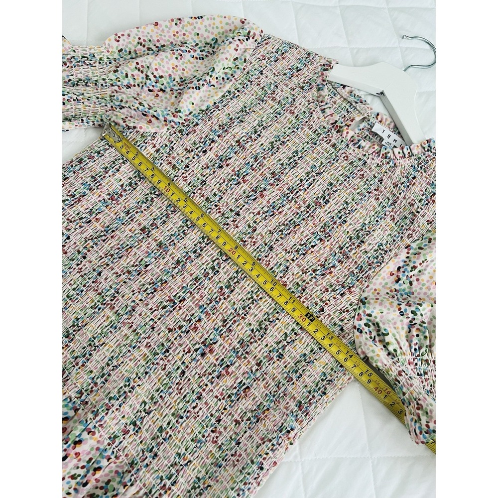 THML Smocked Peplum Top Size XS Floral Confetti Print Cottagecore Coquette Cute - Picture 5 of 8